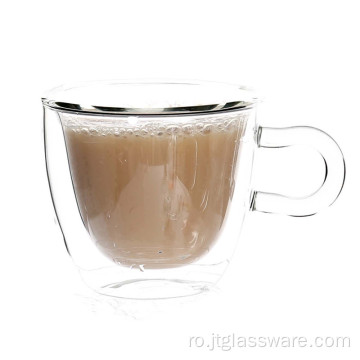 Căni de cafea din sticlă cu mâner, ceai cu gheață